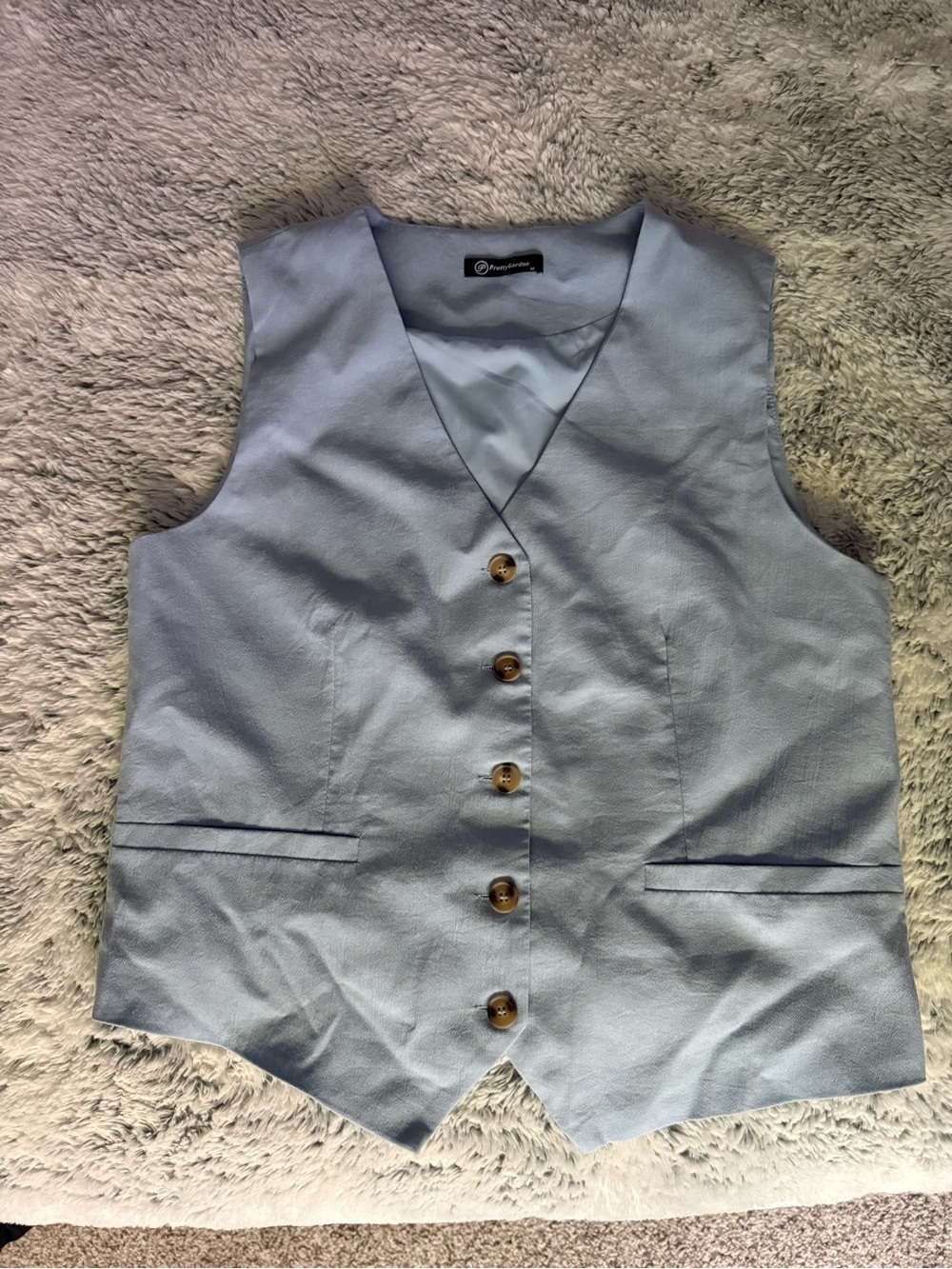 PrettyGarden Blue Button Front Vest Size M